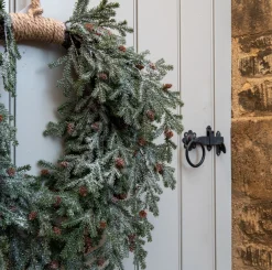 Christmas Land Wreaths Un-Lit*28″ (70Cm) Frosted Teardrop Jute Christmas Wreath