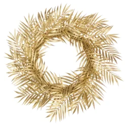 Christmas Land Gold, Red & Green: So This Is Christmas-22″ (56Cm) Metallic Gold Fern Christmas Wreath