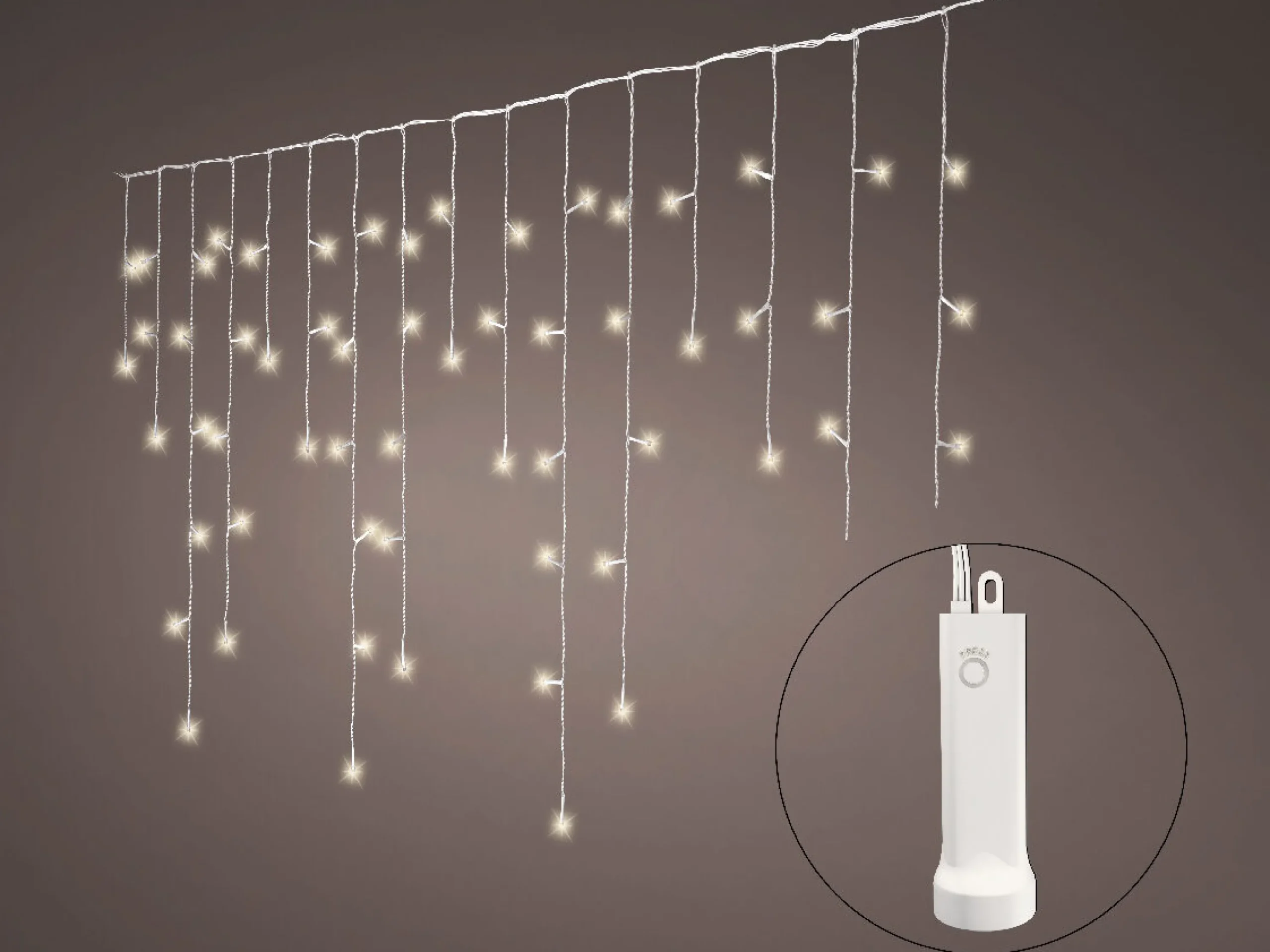 Christmas Land Outdoor Christmas Lights*192 Durawise Warm White Battery Icicle Christmas Lights