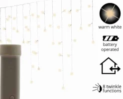 Christmas Land Outdoor Christmas Lights*192 Durawise Warm White Battery Icicle Christmas Lights