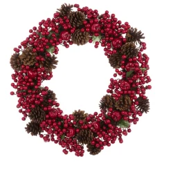 Christmas Land Gold, Red & Green: So This Is Christmas*Berry Pinecone Christmas Wreath – 45 Cm