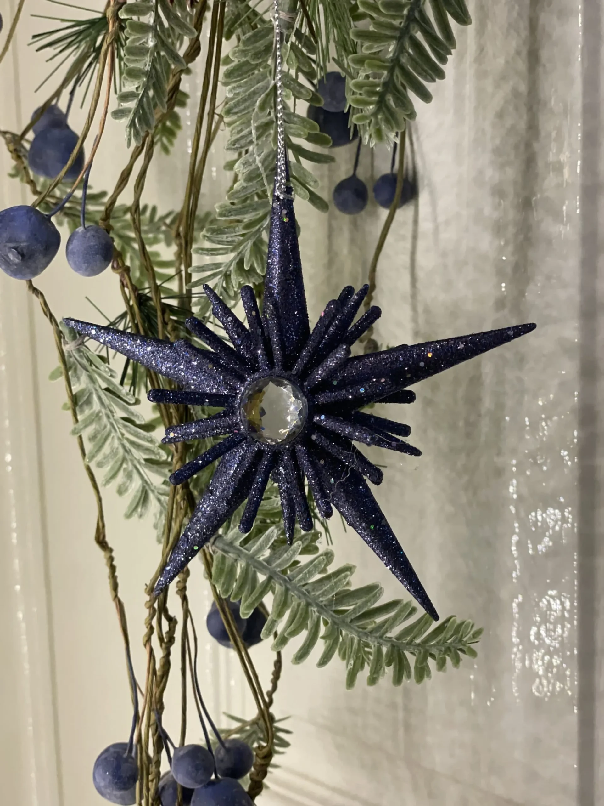 Christmas Land Christmas Tree Decorations*Blue Glitter Acrylic 5-Point Star