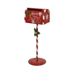 Christmas Land Room Decor*Christmas Zinc Santa Mailbox On Stand 89Cm