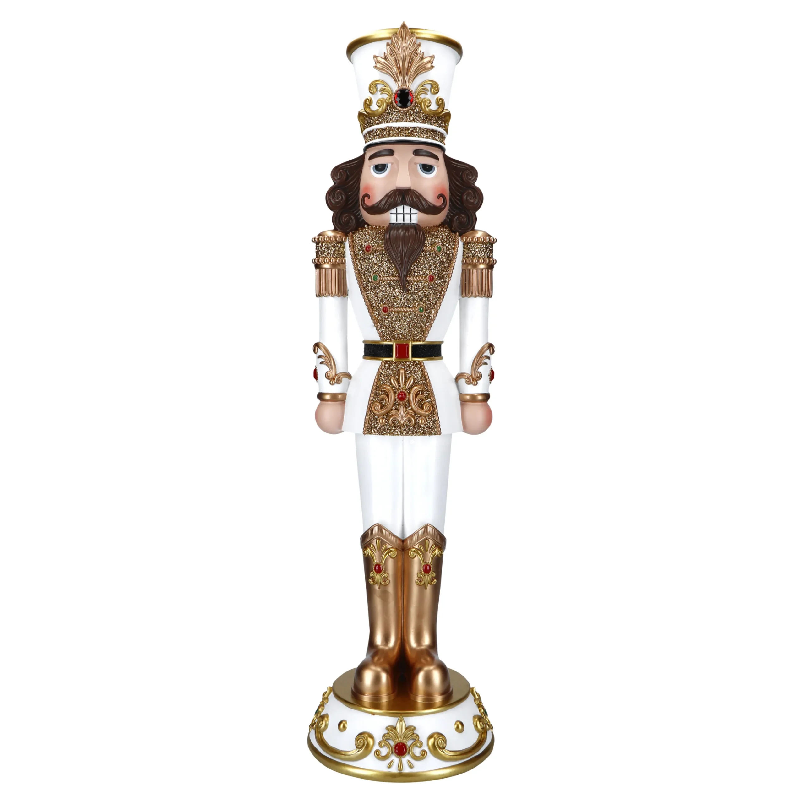Christmas Land Nutcrackers-122Cm Nutcracker In White And Gold