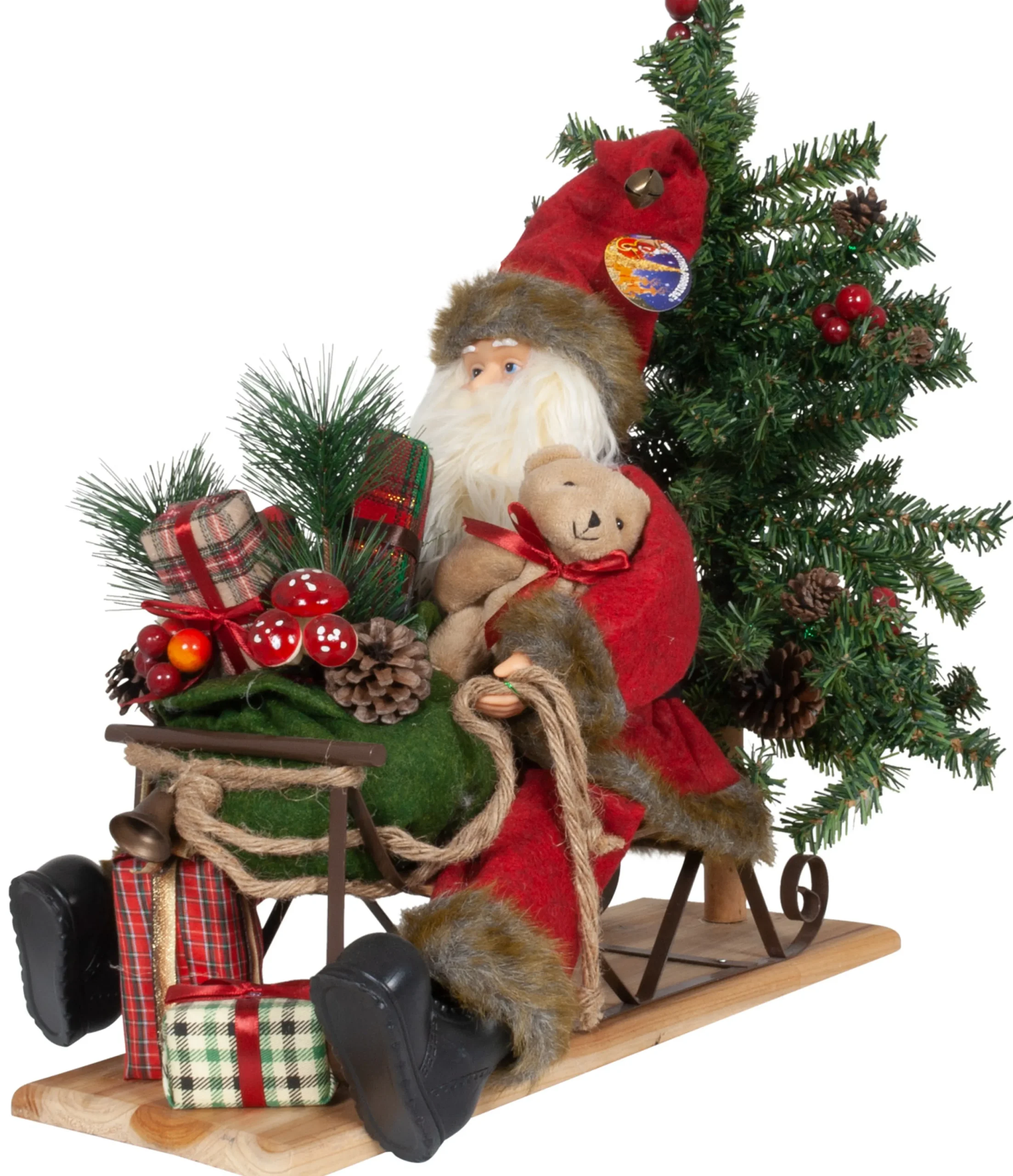 Christmas Land Christmas Gnomes & Santa-45Cm Santa On Sleigh