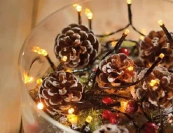 Christmas Land Outdoor Christmas Lights*Durawise Warm White Battery Christmas Lights With Timer (Black Wire) Various Sizes