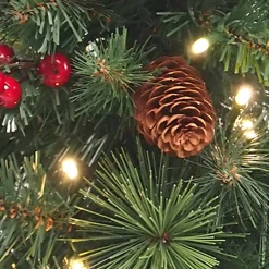 Christmas Land Garlands Pre-Lit-9Ft Everyday Collection Pre-Lit Christmas Garland With Pine Cones & Red Berries