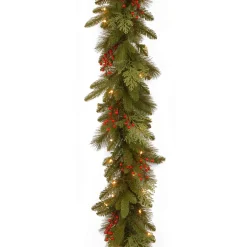 Christmas Land Garlands Pre-Lit-9Ft Feel Real Classical Collection Pre-Lit Christmas Garland