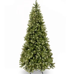 Christmas Land Pre-Lit Christmas Trees*7.5Ft Feel Real Frosted Dorchester Pine Pre-Lit Artificial Christmas Tree