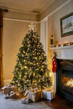 Christmas Land Pre-Lit Christmas Trees-7.5Ft Feel Real Newberry Spruce Pre-Lit Artificial Christmas Tree