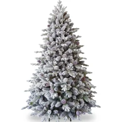 Christmas Land 6Ft & 7Ft Artificial Christmas Trees (Un-Lit)*7.5Ft Feel Real Snowy Waterford Pine Artificial Christmas Tree