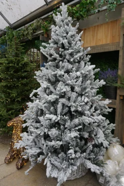 Christmas Land 6Ft & 7Ft Artificial Christmas Trees (Un-Lit)*7.5Ft Feel Real Snowy Waterford Pine Artificial Christmas Tree