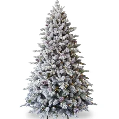 Christmas Land Pre-Lit Christmas Trees-9Ft Feel Real Snowy Waterford Pine Pre-Lit Artificial Christmas Tree