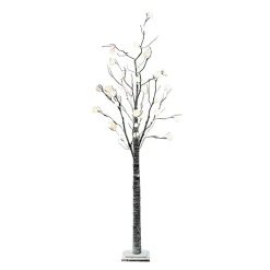 Christmas Land White, Blue & Silver: Frozen Lake*6Ft Led Artificial Twig Christmas Tree With Snowball Lights