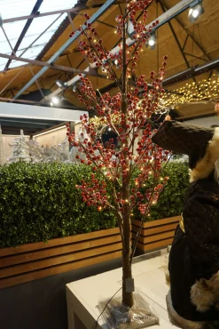 Christmas Land Artificial Twig Led Christmas Trees*5Ft Led Red Berry Artificial Christmas Tree