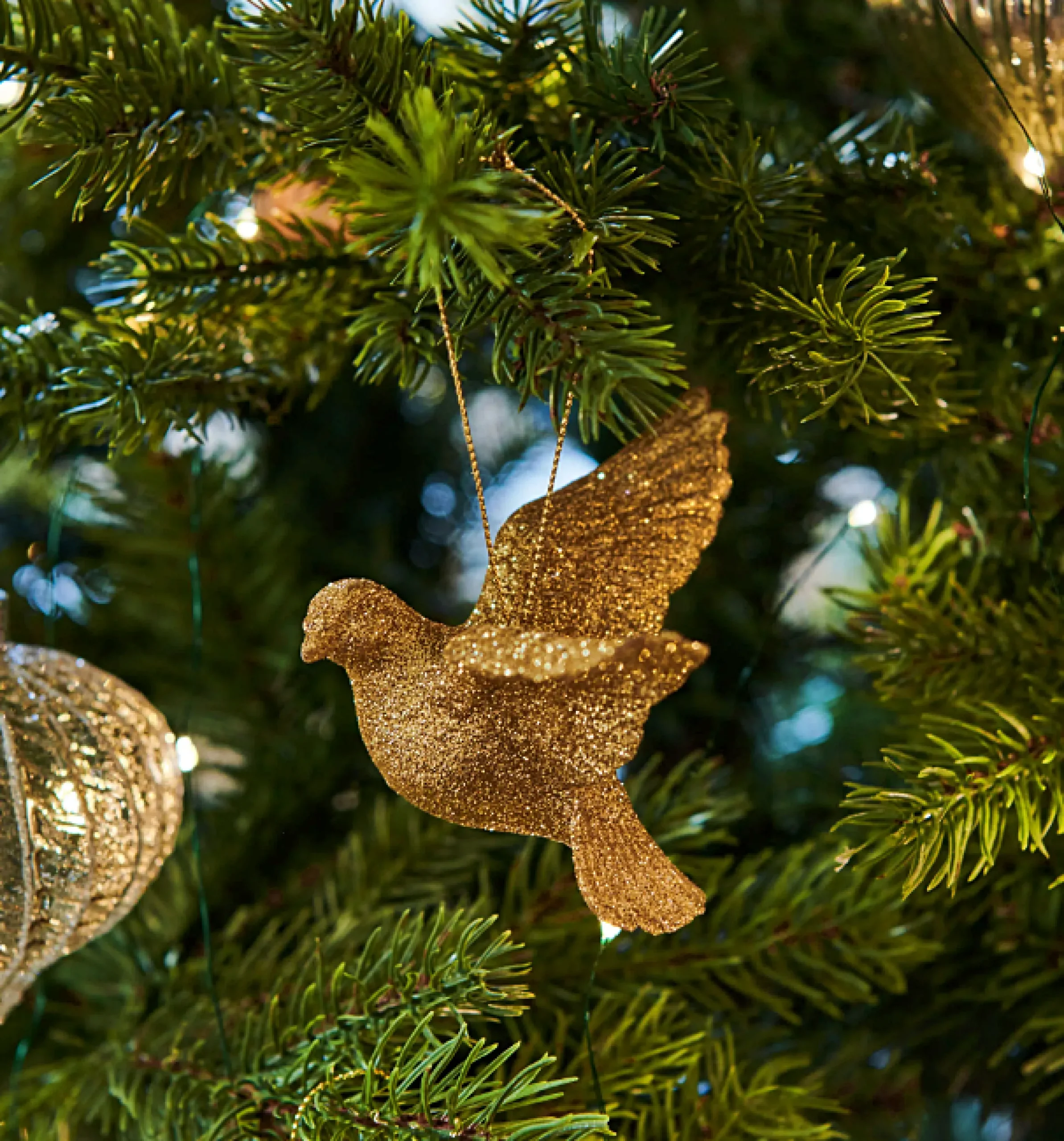Christmas Land Christmas Tree Decorations*Gold Glitter Acrylic Dove