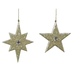 Christmas Land Christmas Tree Decorations*Gold Glitter Jewel Bethlehem Star Decor