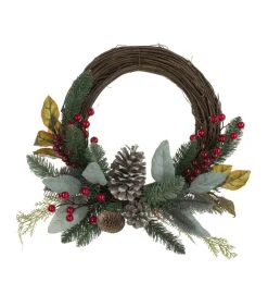 Christmas Land Wreaths Un-Lit*Hawes Berry Rattan Christmas Wreath – 40 Cm