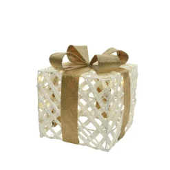 Christmas Land 3D Led Christmas Decorations*Led Gold Ribbon Gift Box Set