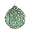 Christmas Land Christmas Tree Decorations-Peacock Green Glitter Braid Sequin Ball