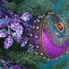 Christmas Land Christmas Tree Decorations-Peacock Purple Glitter Braid Sequin Ball Decor