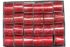 Christmas Land Christmas Bows & Ribbons-Red Ribbon With Glitter Leaves