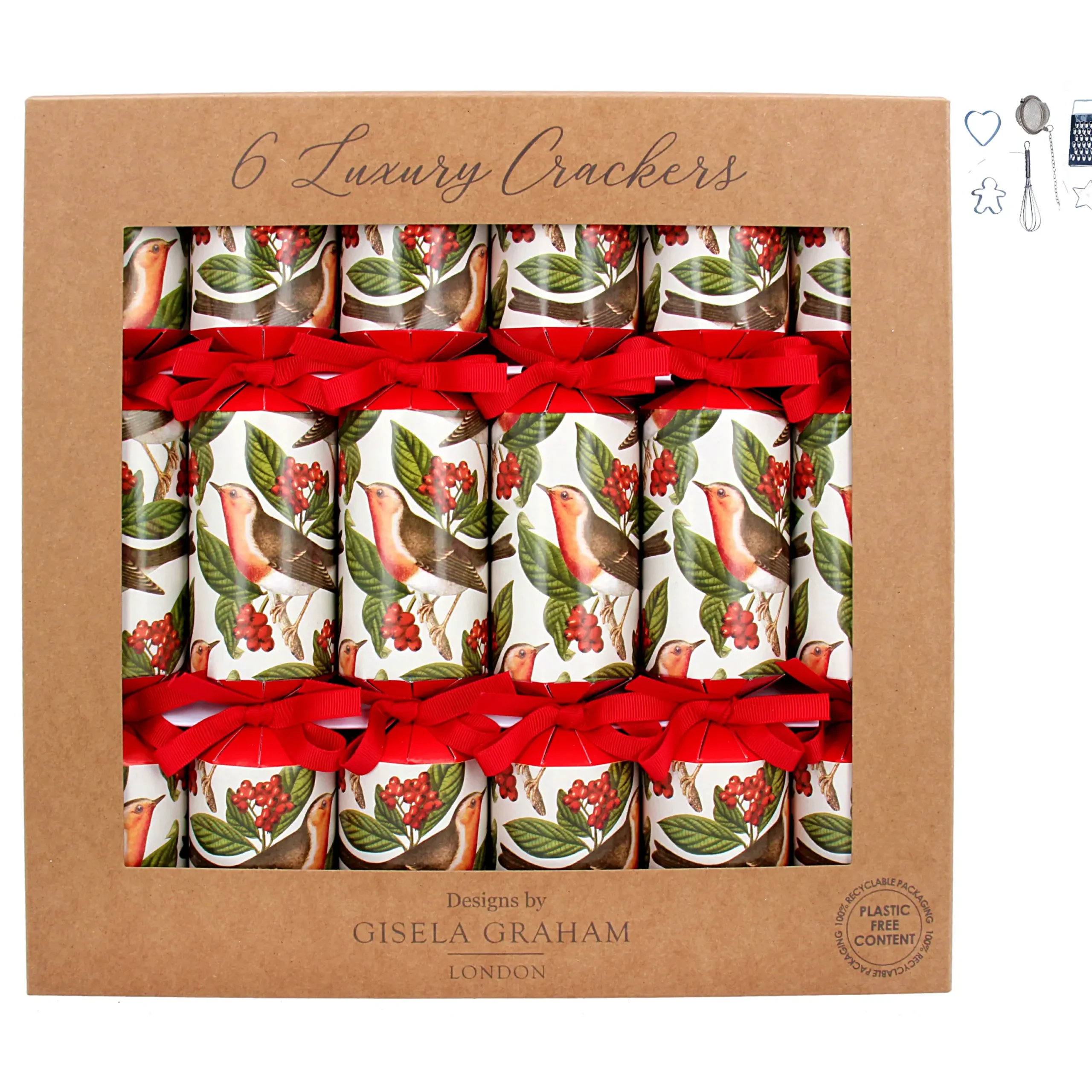 Christmas Land Gold, Red & Green: So This Is Christmas-Woodland Robin Christmas Crackers